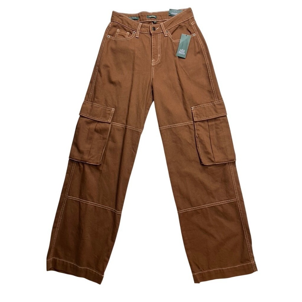 Wild Fable Women Brown Mid Rise Baggy Cargo Pants Size 2 New